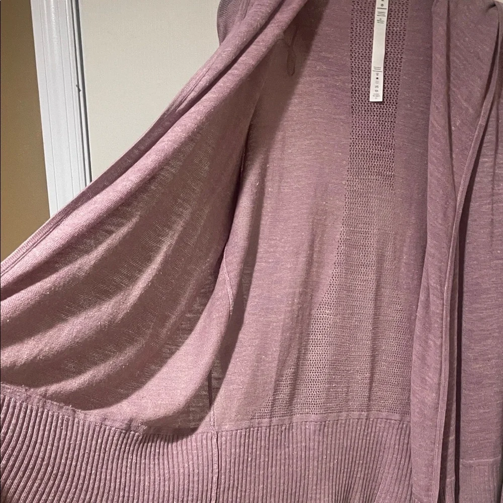 lululemon athletica Linen Blend Dusty Pink Light Hoodie Sweater Cardigan SZ M - Picture 7 of 15